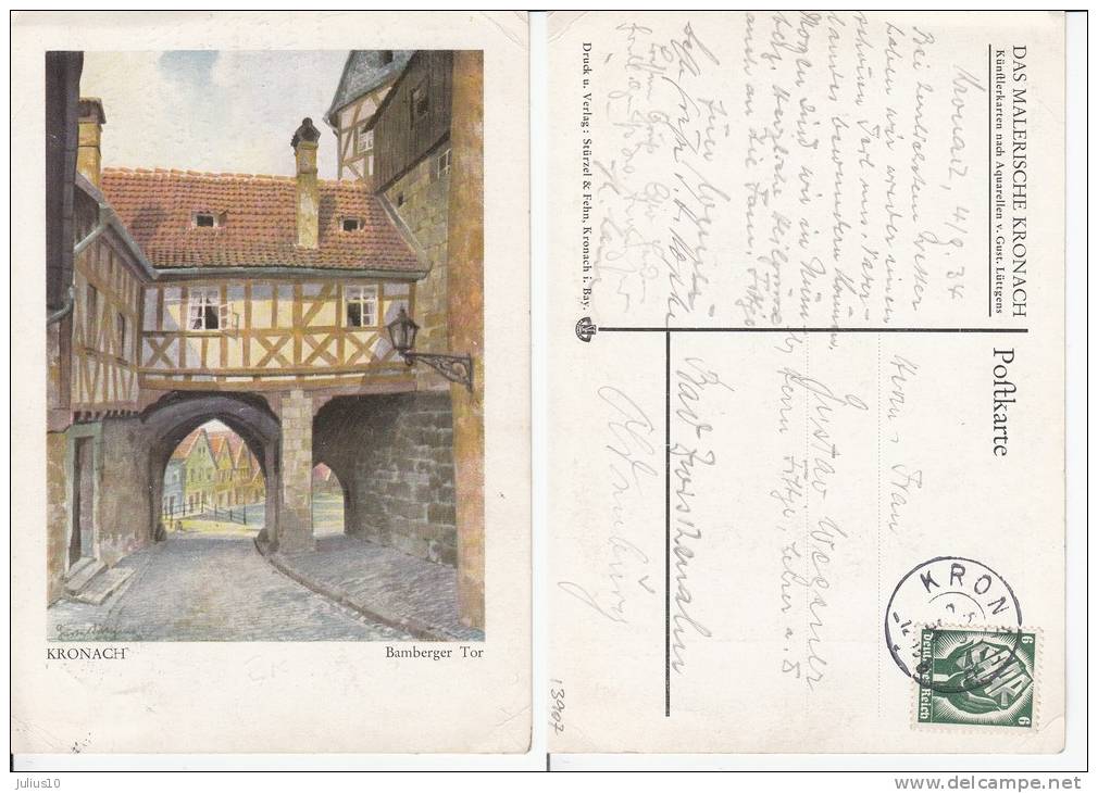 GERMANY 1934 Kronach Painting Saar Used Postcard #13907 - Kronach