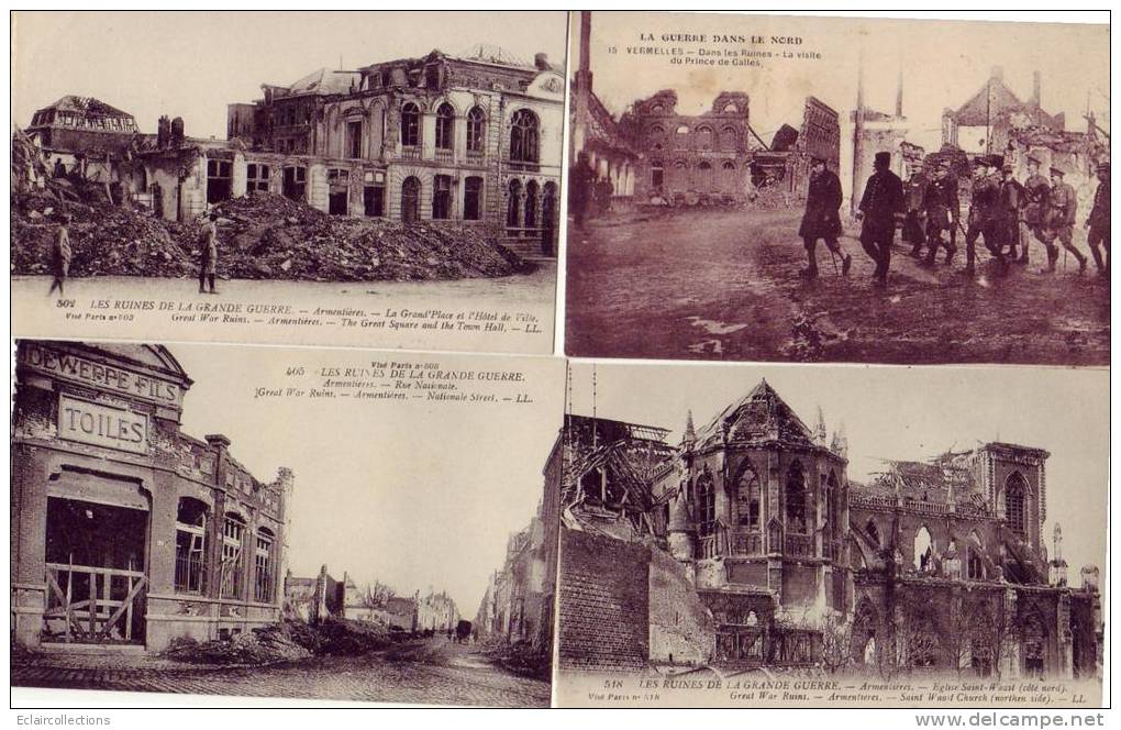 Guerre 14/18   Ruines Dans Le Nord   ( Voir Scan)  Ensemble De 10 Cartes - War 1914-18