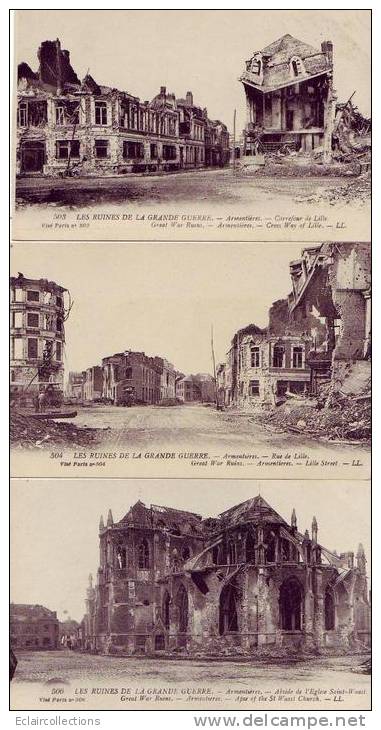 Guerre 14/18   Ruines Dans Le Nord   ( Voir Scan)  Ensemble De 10 Cartes - War 1914-18