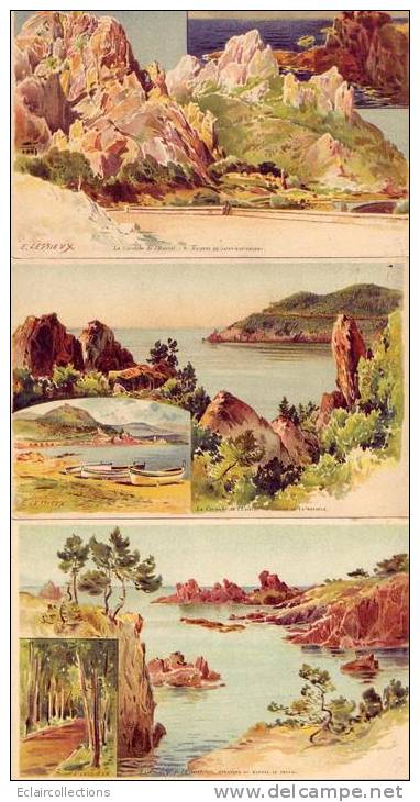 Illustrateur.....Lessieux    3 Cartes     La Corniche De L'Esterel - Lessieux