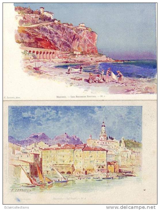 Illustrateur.....Lessieux    6 Cartes     Menton - Lessieux