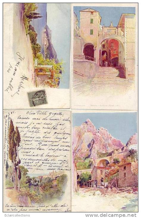 Illustrateur.....Lessieux    6 Cartes     Menton - Lessieux