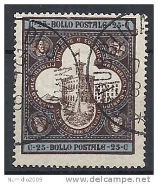 1894 SAN MARINO USATO PALAZZO DEL GOVERNO 25 CENT - RR10502 - Oblitérés