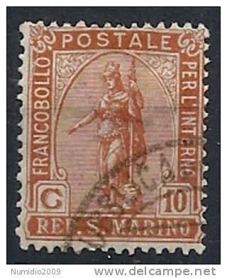1922 SAN MARINO USATO STATUA DELLA LIBERTA' 10 CENT - RR10505 - Used Stamps