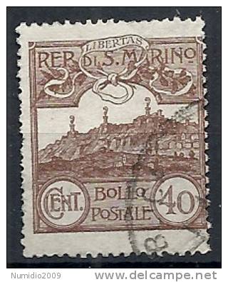1925 SAN MARINO USATO VEDUTA 40 CENT - RR10506 - Oblitérés