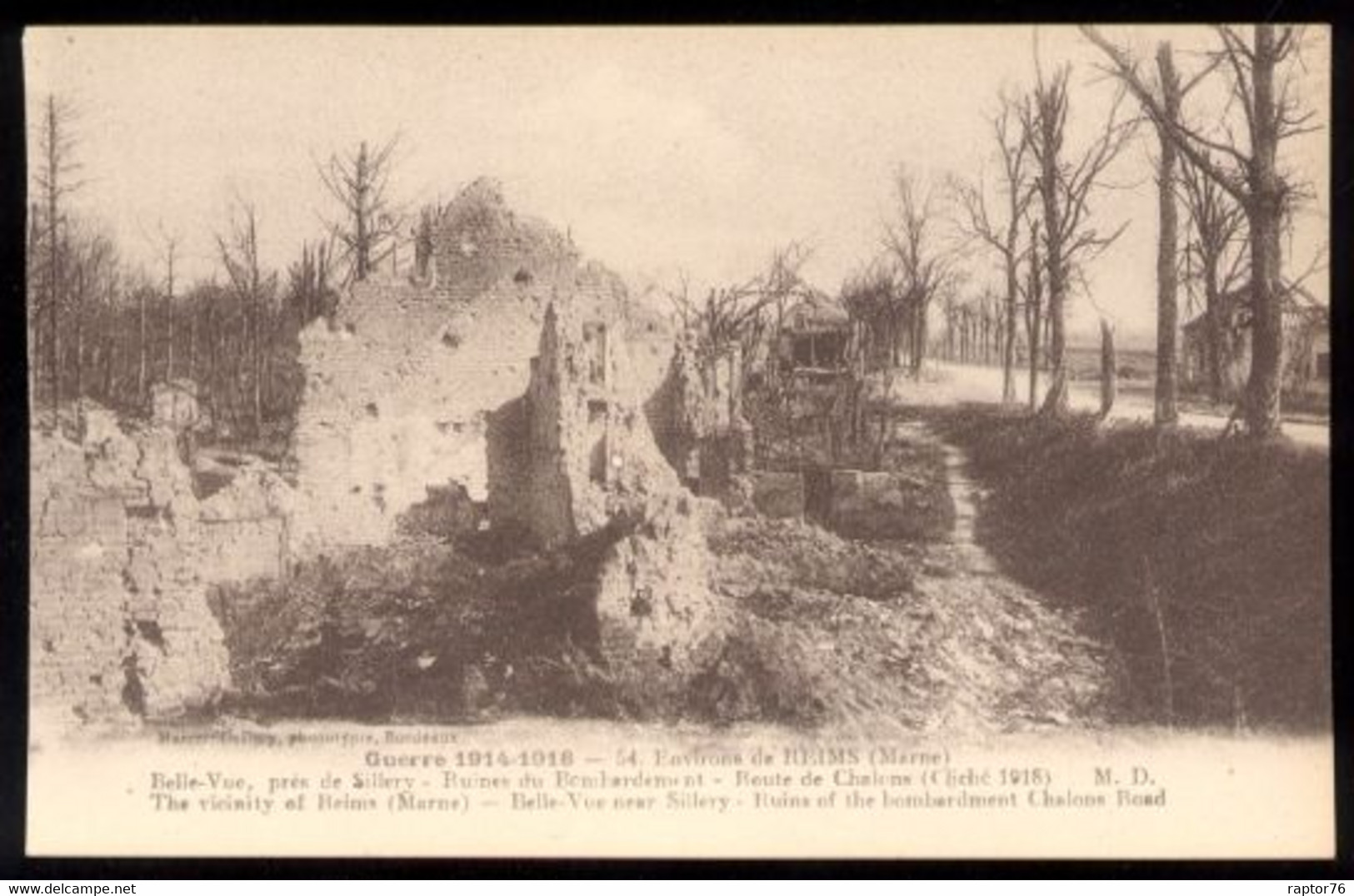 CPA Neuve 51 Guerre 1914-1918 Environs De REIMS Près De Sillery BELLE-VUE  Ruines Du Bombardement - Sillery