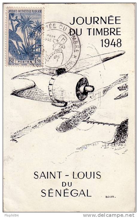 SENEGAL - JOURNEE DU TIMBRE -ST LOUIS LE 6 MARS 1948 - COTE 30€ - PAS COURANT. - Altri & Non Classificati