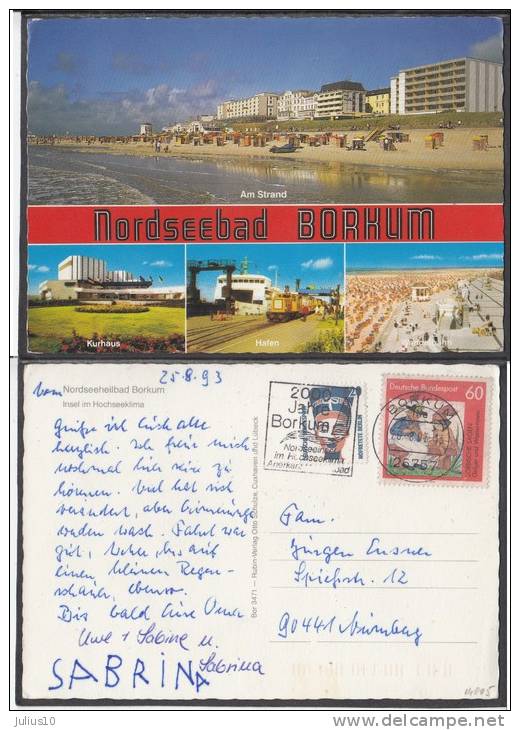 GERMANY Borkum 1993 Used Postcard Maschinenstempel #14005 - Borkum