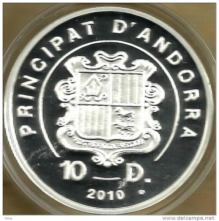 ANDORRA 10 DINERS SHIELD FRONT ST GEORGE & DRAGON BACK  2010 SILVER PROOF KM? READ DESCRIPTION CAREFULLY!! - Andorra