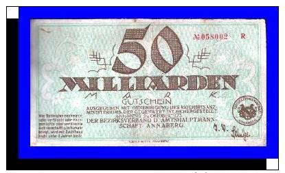 Städte Großgeldscheine - Banknoten Während Der Inflationszeit V. 1923  50 Milliarden Mark -  "GUTSCHEIN" (0112 - 50 Milliarden Mark