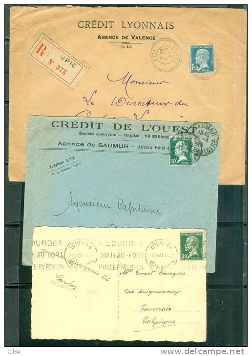 Lot De 3 Lettres Affranchies Par Type Pasteur Avec Différends Tarifs - Pb59 - 1922-26 Pasteur