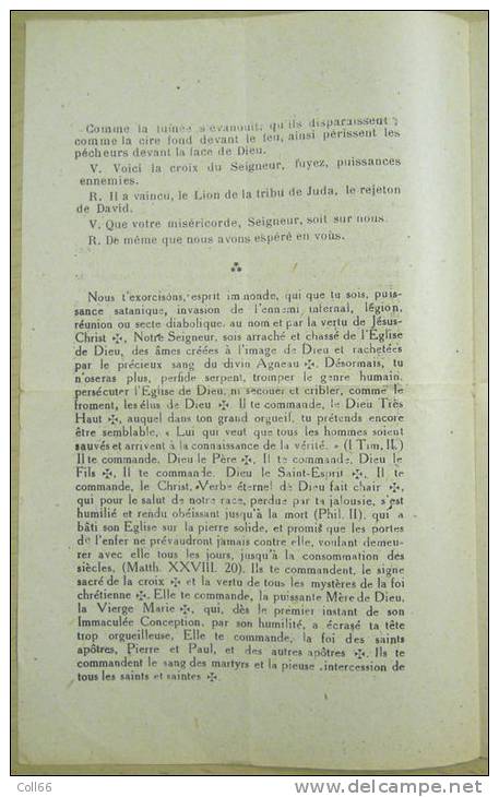 1922 Exorcisme Contre Satan Et Anges Révoltés Prière à St Michel Archange 20.5x13cm 2feuilles Imp Presse Catho Narbonne - Documents Historiques