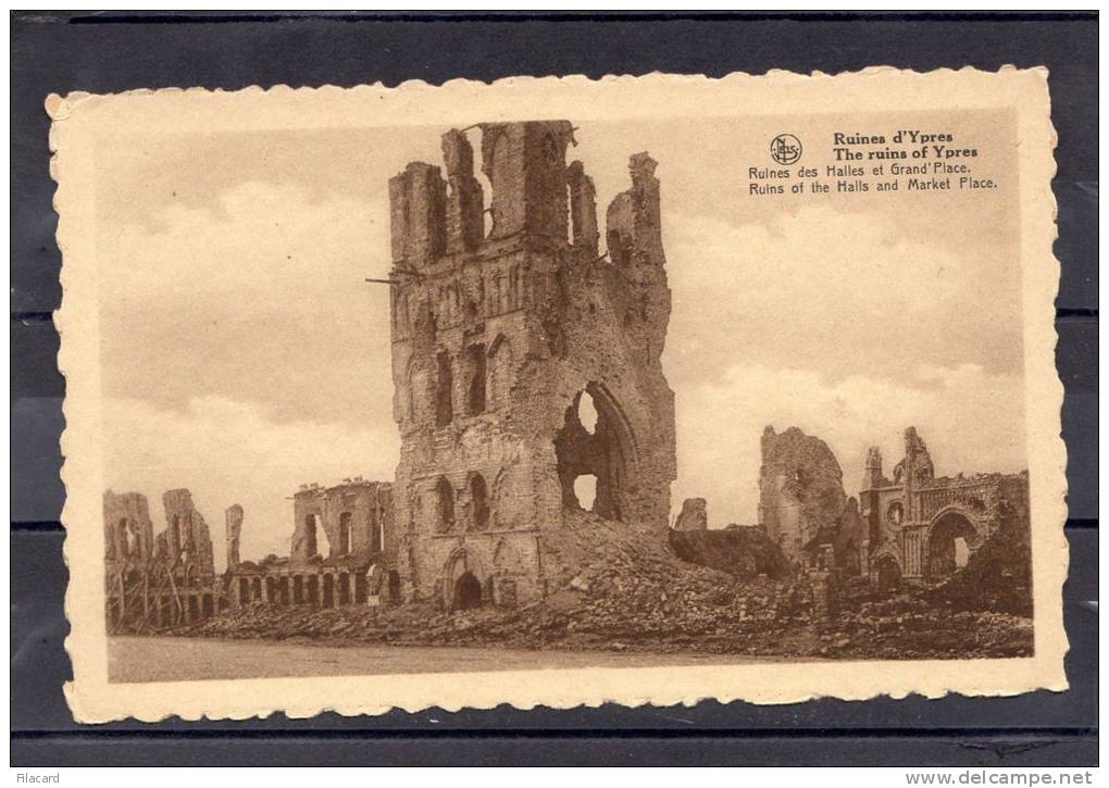 28315    Belgio,  Ruines   D"Ypres,  Ruines  Des  Halles  Et  Grand"Place,  NV - Ieper