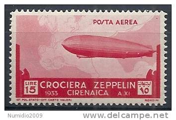 1933 CIRENAICA POSTA AEREA ZEPPELIN 15 LIRE MNH ** - RR10537 - Cirenaica