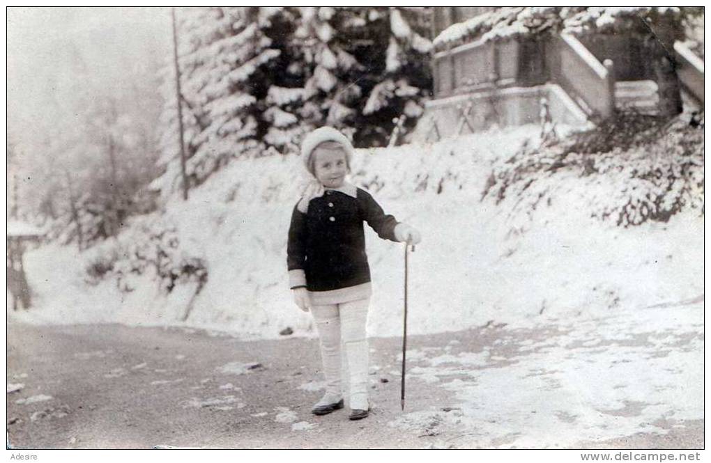 Kleines Mädchen Mit Spazierstock, Winterlandschaft, Fotokarte Nicht Gelaufen Um 1900-1915 - Sonstige & Ohne Zuordnung