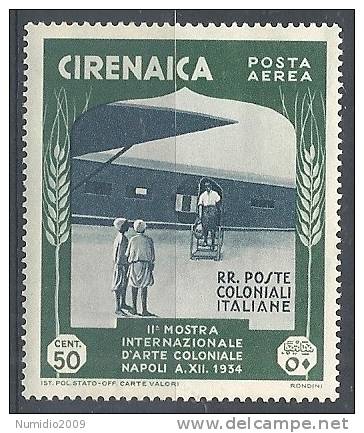 1934 CIRENAICA MOSTRA D'ARTE COLONIALE POSTA AEREA 50 CENT MNH ** - RR10541 - Cirenaica