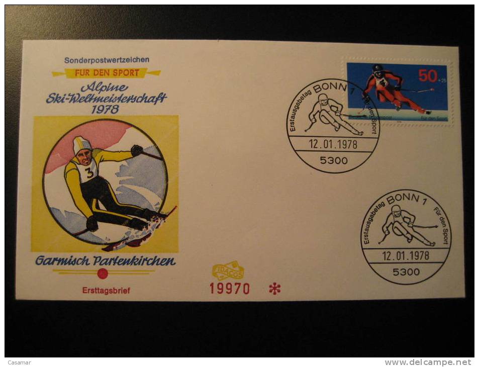 GERMANY Bonn 1978 Garmisch Partenkirchen World Championships Alpine Alpin Ski Skiing Skier Esqui Ski-ing Cancel Cover - Ski