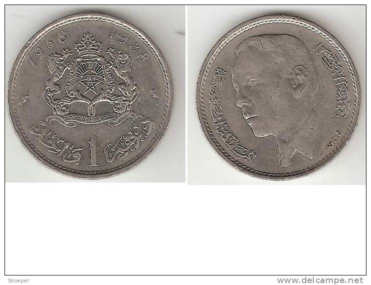 *morocco 1 Dirham 1968  Km 56    Vf - Marokko