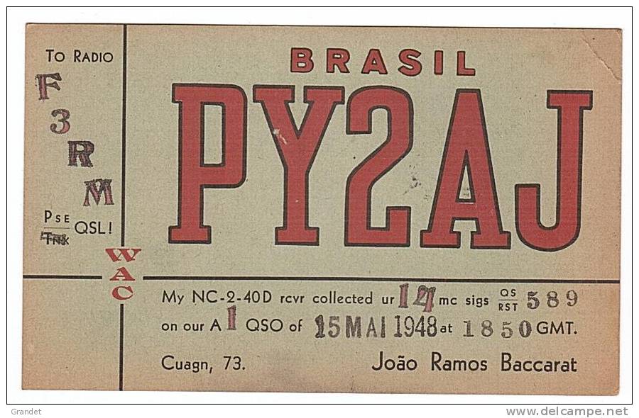 CARTE RADIO - QSL - BRESIL - 1948. - Radio Amateur