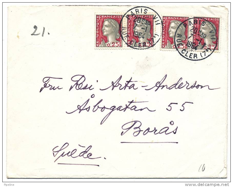 France Cover Sent To Sweden Paris 7-1-1964 - Covers & Documents