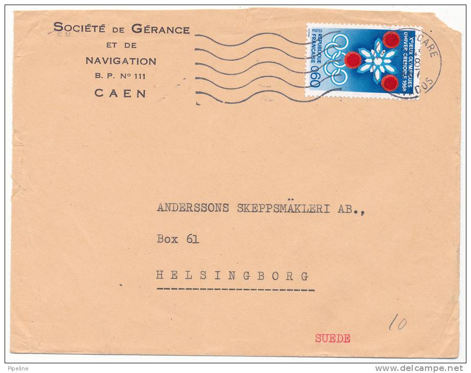 France Cover Sent To Sweden Caen 4-8-1967 (the Cover Is Light Bended) - Covers & Documents