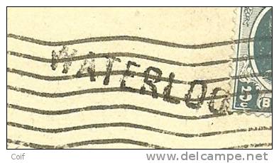 195 Op Kaart Met Stempel BRUXELLES? Met Naamstempel (griffe D´origine) WATERLOO - Linear Postmarks