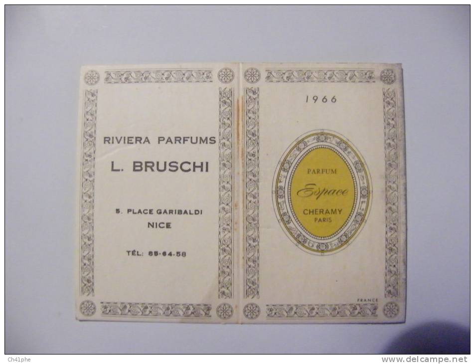 PARFUM ESPACE DE CHERAMY ANNEE 1966 / PUB RIVIERA PARFUM 5 PLACE GARIBALDI A NICE - Vintage (until 1960)