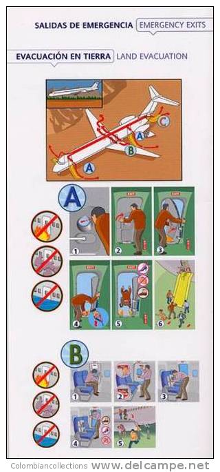 Lote TSA1, Colombia, Avianca, MD 83, Tarjeta De Seguridad, Safety Card - Veiligheidskaarten