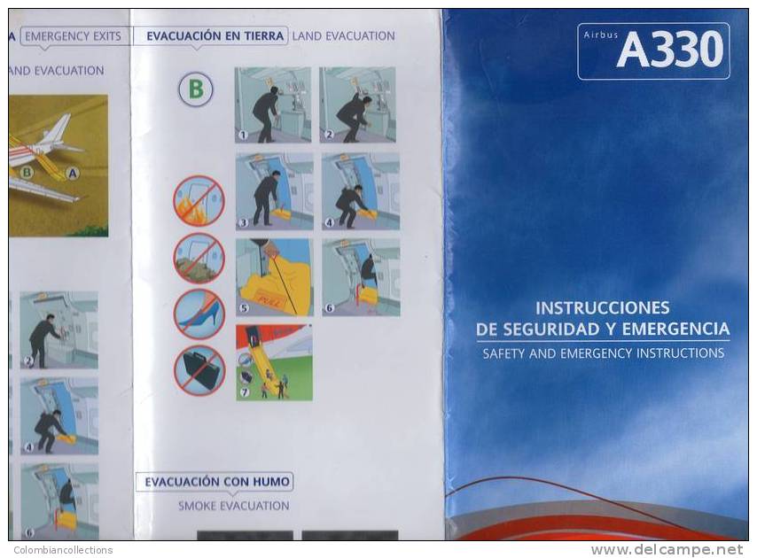 Lote TSA5, Colombia, Avianca, Airbus, A330, Tarjeta De Seguridad, Safety Card - Fichas De Seguridad