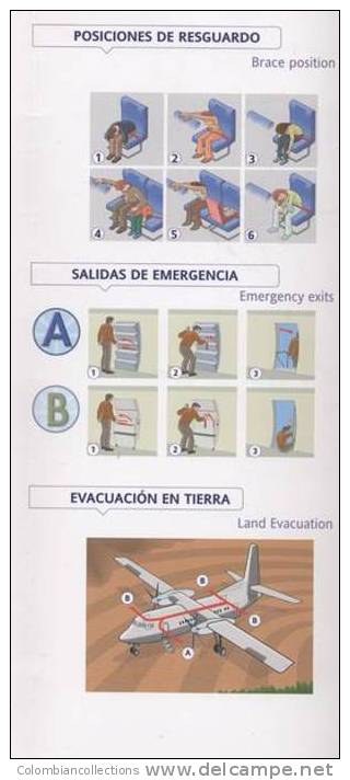 Lote TSA7, Colombia, Avianca, Fokker 50, Tarjeta De Seguridad, Safety Card - Safety Cards