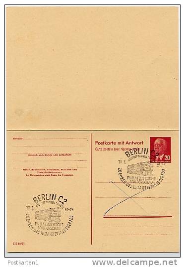 DDR  P 55  Antwort-Postkarte  Sost. Philatelistische Sonderschau BERLIN  1961 - Andere & Zonder Classificatie