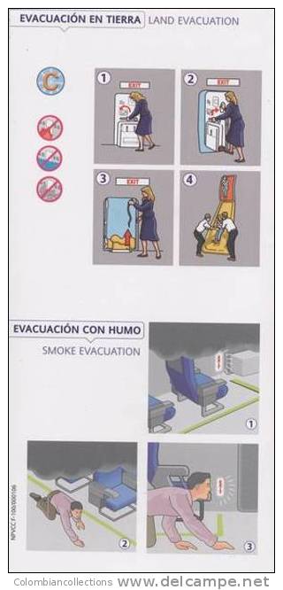 Lote TSA8, Colombia, Avianca, Fokker 100, Tarjeta De Seguridad, Safety Card - Fichas De Seguridad