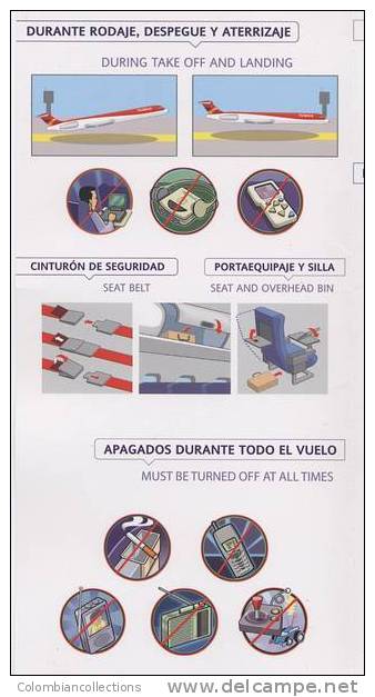 Lote TSA8, Colombia, Avianca, Fokker 100, Tarjeta De Seguridad, Safety Card - Consignes De Sécurité