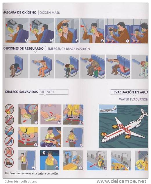 Lote TSA8, Colombia, Avianca, Fokker 100, Tarjeta De Seguridad, Safety Card - Veiligheidskaarten