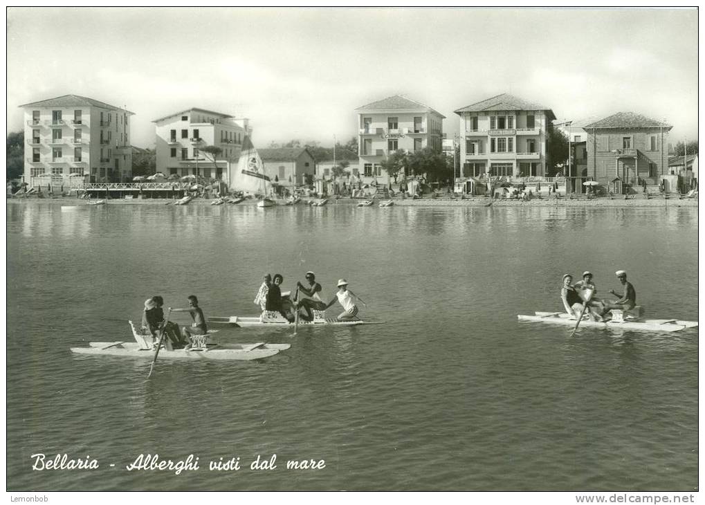 Italy, Bellaria, Alberghi Visti Dal Mare, Hotels From The Sea, 1963 Used Real Photo Postcard [P9454] - Rimini