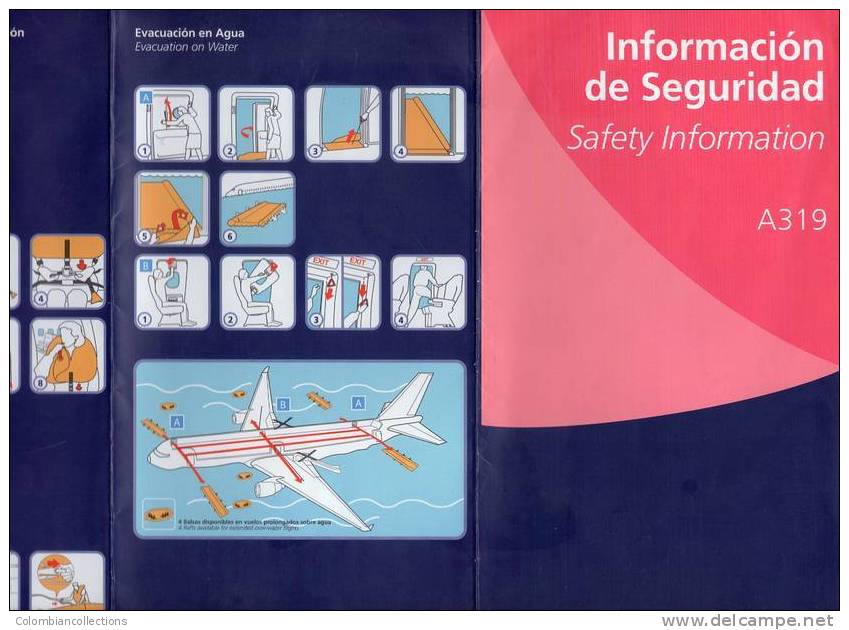 Lote TSA10, Colombia, LAN, A319, Tarjeta De Seguridad, Safety Card - Safety Cards