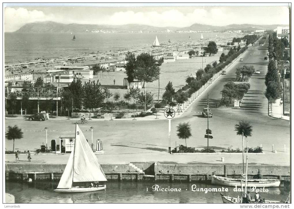 Italy, Riccione, Lungomare Dal Porto, 1957 Used Real Photo Postcard [P9456] - Rimini