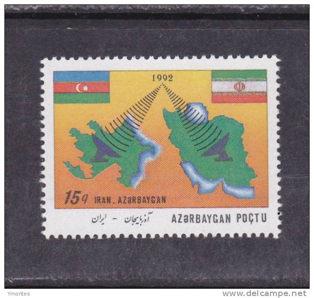 Iran And  Azerbaijan Map Telecommunications - Aserbaidschan