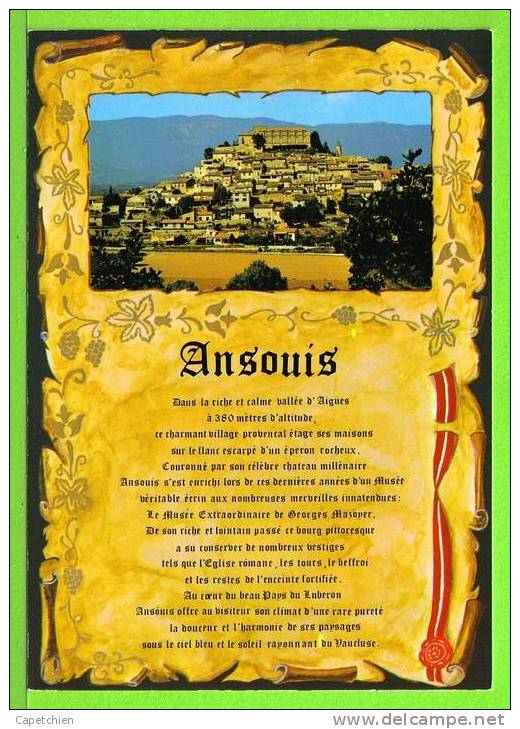 ANSOUIS / HISTOIRE / Carte Vierge - Ansouis