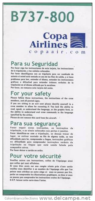 Lote TSA21, Panama, Copa Airlaines, B737-800, Tarjeta De Seguridad, Safety Card - Consignes De Sécurité