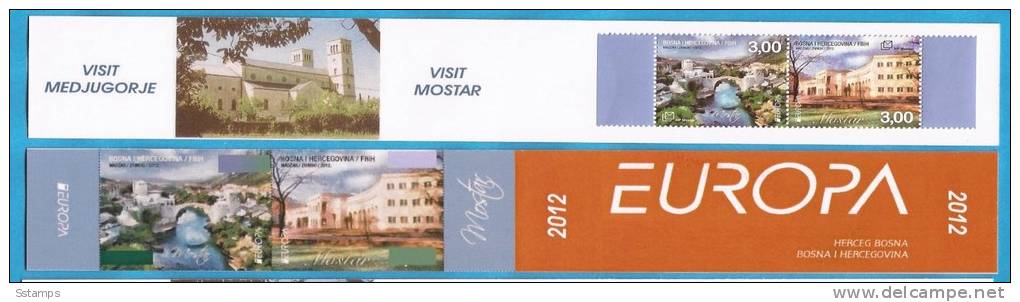 2012  BOSNIA  EUROPA CEPT CROATIAN PART  MOSTAR  VISIT  MEDJUGORJE  BOOKLET - 2012