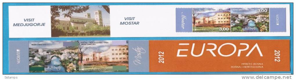 2012  BOSNIA  EUROPA CEPT CROATIAN PART  MOSTAR  VISIT  MEDJUGORJE  BOOKLET - 2012