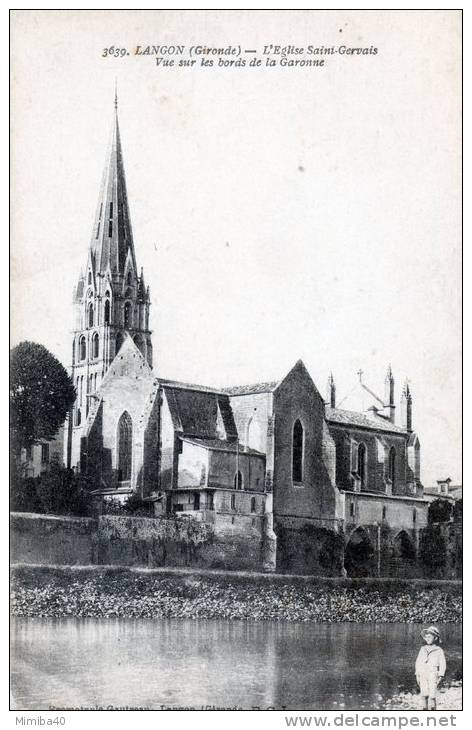 LANGON - L'Eglise Saint-Gervais - Vue Sur Les Bords De La Garonne (3639) - Langon