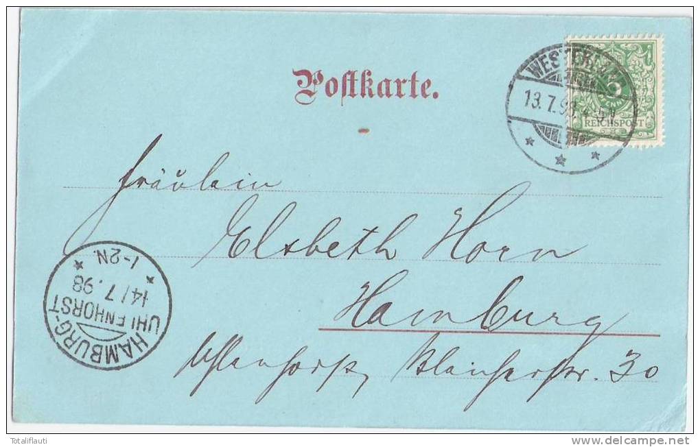 Westerland Sylt Kurhaus Mondschein Karte 13.7.1898 Gelaufen - Sylt