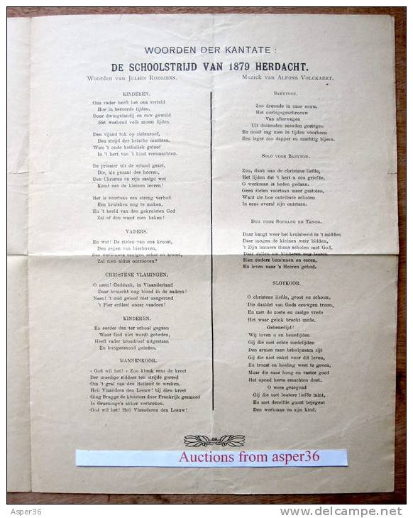 Programma Toneelbond "Zachtjes Voorwaarts" Schoolstrijd, Zaal Sociale Werken, Gent 1912 - Collezioni
