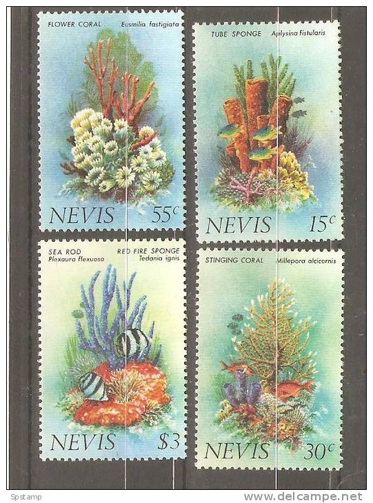 Nevis 1983  Marine Life - Coral Forms Set (4) MNH - St.Kitts And Nevis ( 1983-...)
