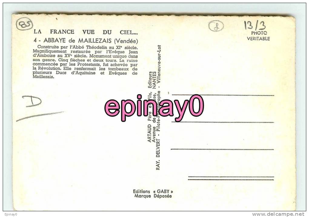 B - 85 - MAILLEZAIS - Abbaye - édit.Artaud - - Maillezais