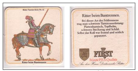 First Pils Ritter , No 12 , Ritter Beim Buntrennen - Bierdeckel