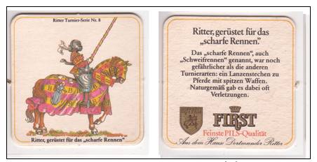 First Pils Ritter , No 8 - Ritter Gerüstet Für Das Scharfe Rennen - Bierdeckel