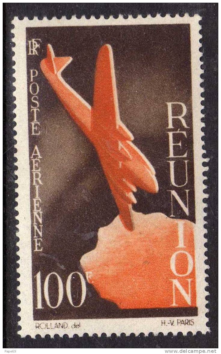 Réunion P.A. N° 43  XX Série Courante 100 F. Sépia Et Orange  Sans Charnière, TB - Airmail